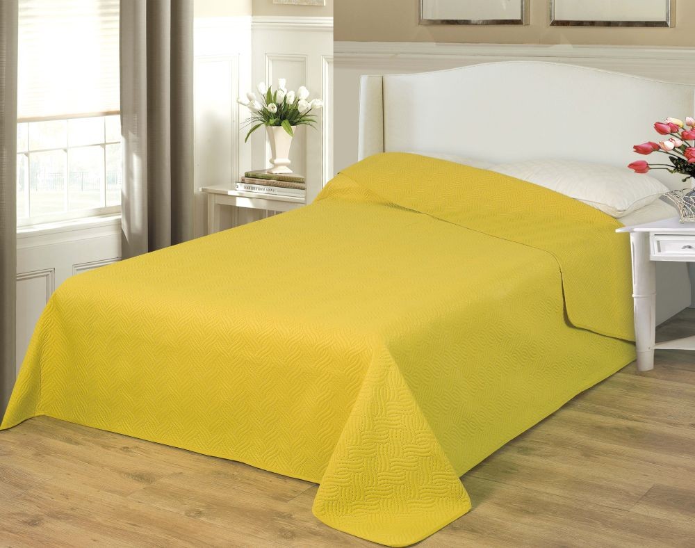 Emily mustár színű hegesztett ágytakaró 235x250 cm