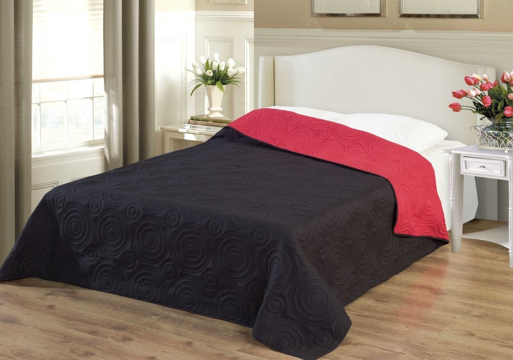 Emily piros-fekete hegesztett ágytakaró 235x250 cm