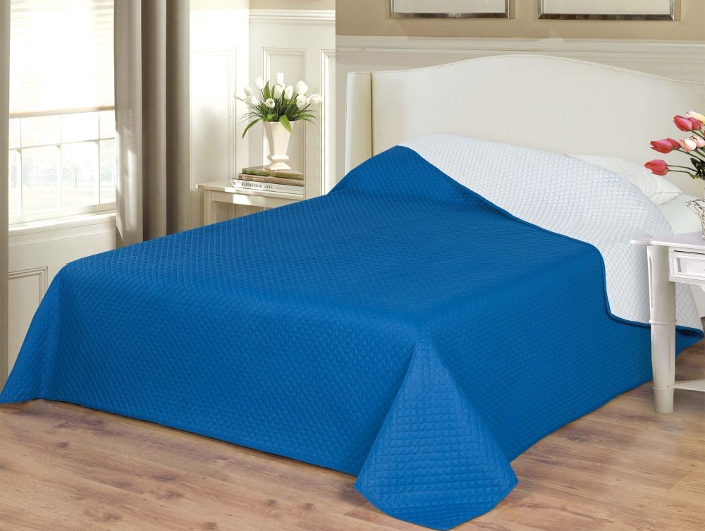 Emily fehér-kék hegesztett ágytakaró 235x250 cm