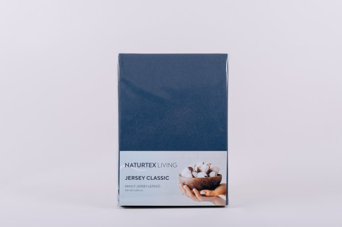Jersey fémkék lepedő 80-100x200 cm
