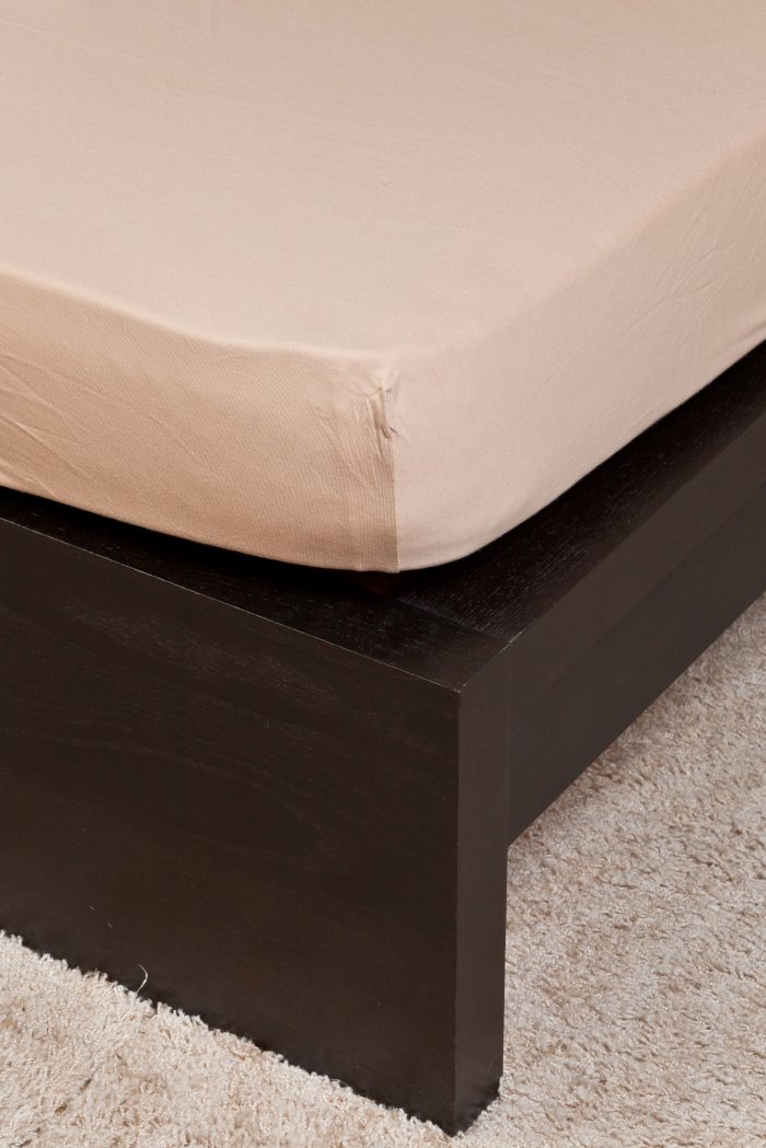 Jersey homokbarna lepedő 80-100x200 cm